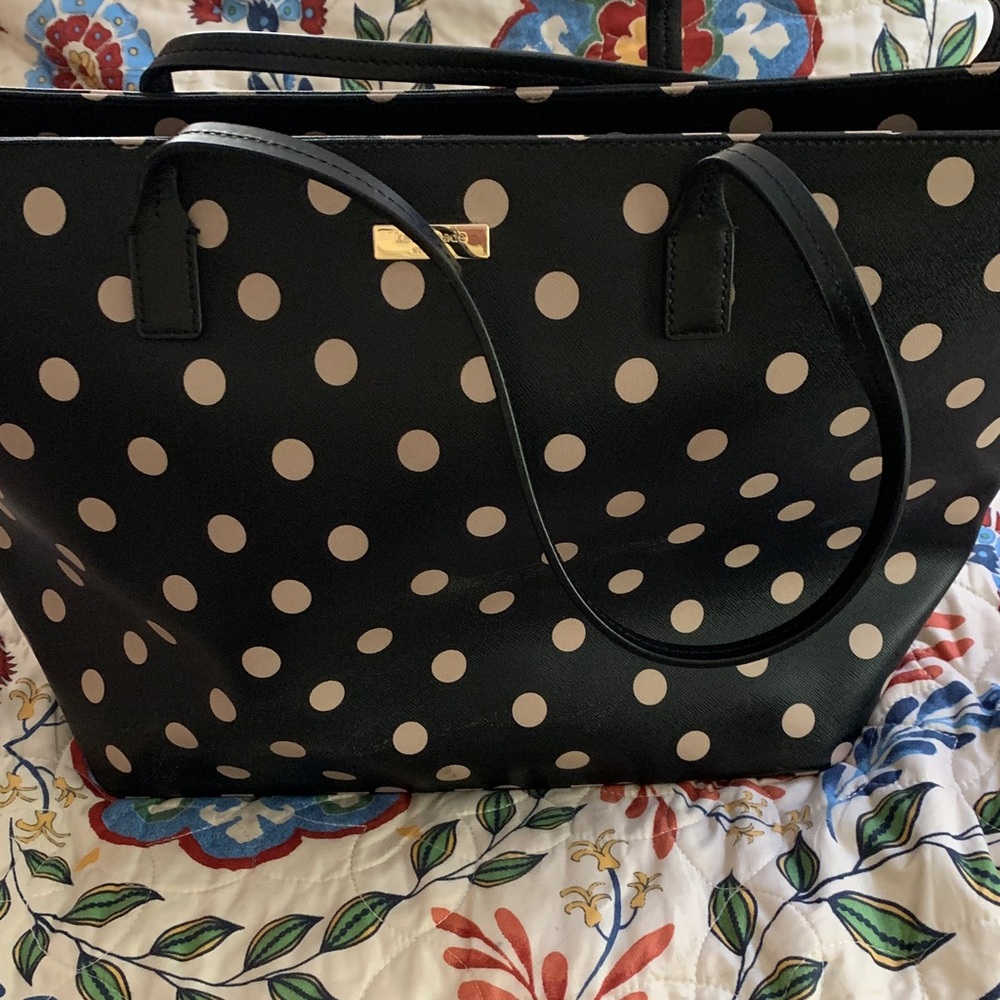 Vera Bradley Polka Dot Tote Bag - Black and Cream